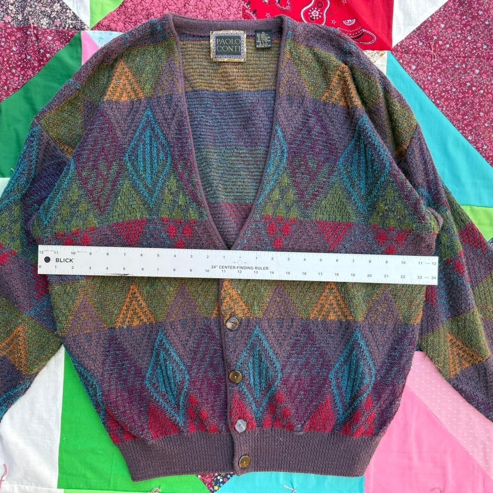Paolo Conti Multicolored wool blend vintage cardigan - Picture 2 of 7